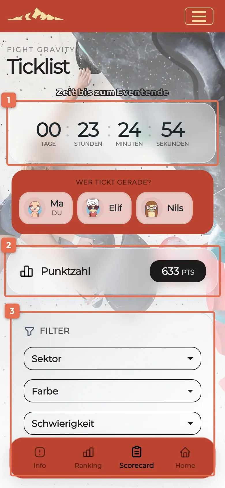 Ticklist auf dem Handy